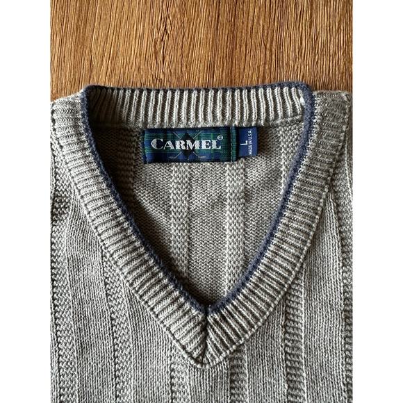 Carmel Vtg Beige V Neck Sweater Men's Size Large - Picture 1 of 6